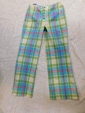 Vintage Pants BOBBIE BROOKS Wool Plaid W 28" X I 29" Blue Pink Green 