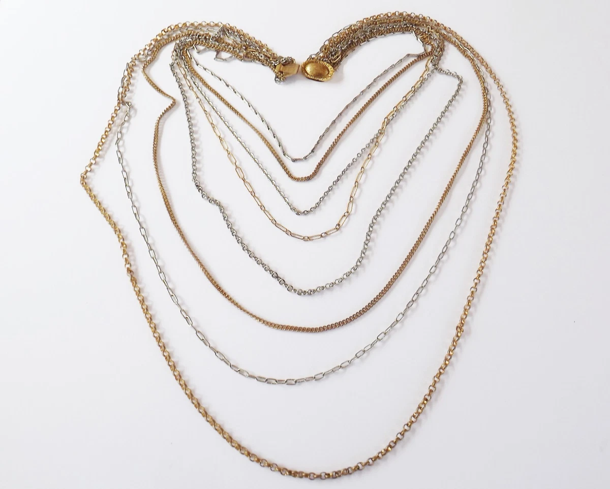 Long Sautoir Vintage Doré – Maille Serpent Et 5 Pendentifs – Bohème