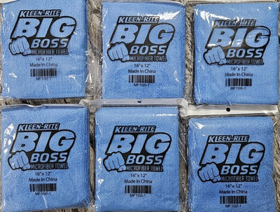 #ad Kleen Rite Big Boss Blue Microfiber Towel Pack Of 6 16quot; X 12quot; $18.99