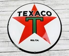 VINTAGE TEXACO 12" Dome MOTOR OIL SERVICE PUMP STATION GASOLINE PORCELAIN SIGN