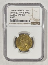 1880 James Garfield NGC MS 65 Token Campaign Medal Medalet DEWITT-JG-1880-8