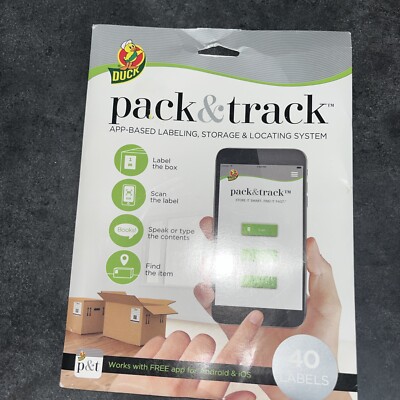 Duck Brand Pack & Track App-Based Labeling System 40 Labels NEW SEALED QR Code