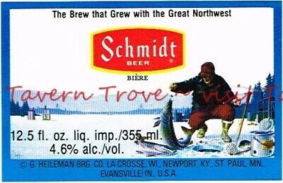 Scarce Original 1970s Schmidt Scenic Snow Slalom Skiing beer label Tavern Trove 