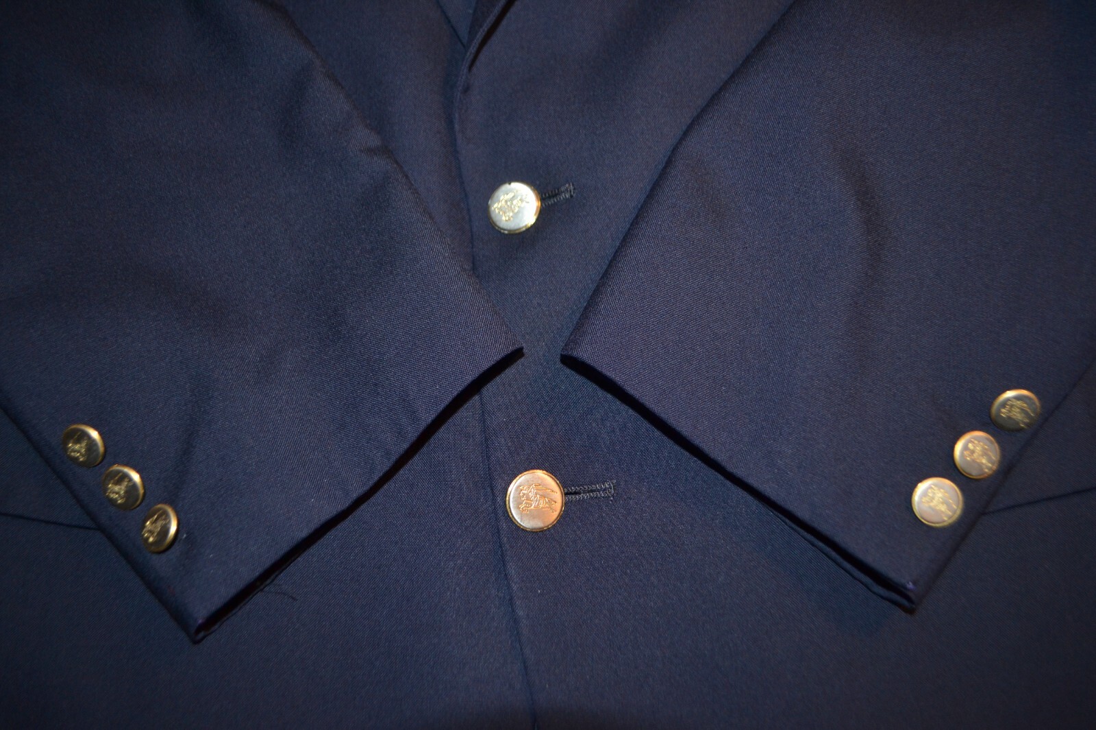 Vintage Burberry Navy Blue Super 100s 2 Front Button Sports Coat Blazer Sz 40R thumbnail 8