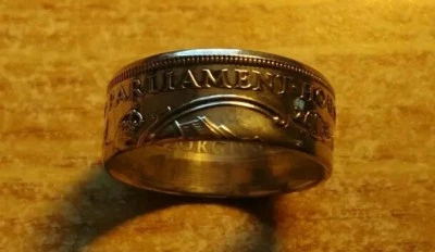 AUSTRALIA 1927 PARLIAMENT FLORIN 925 SILVER RING, Size 12