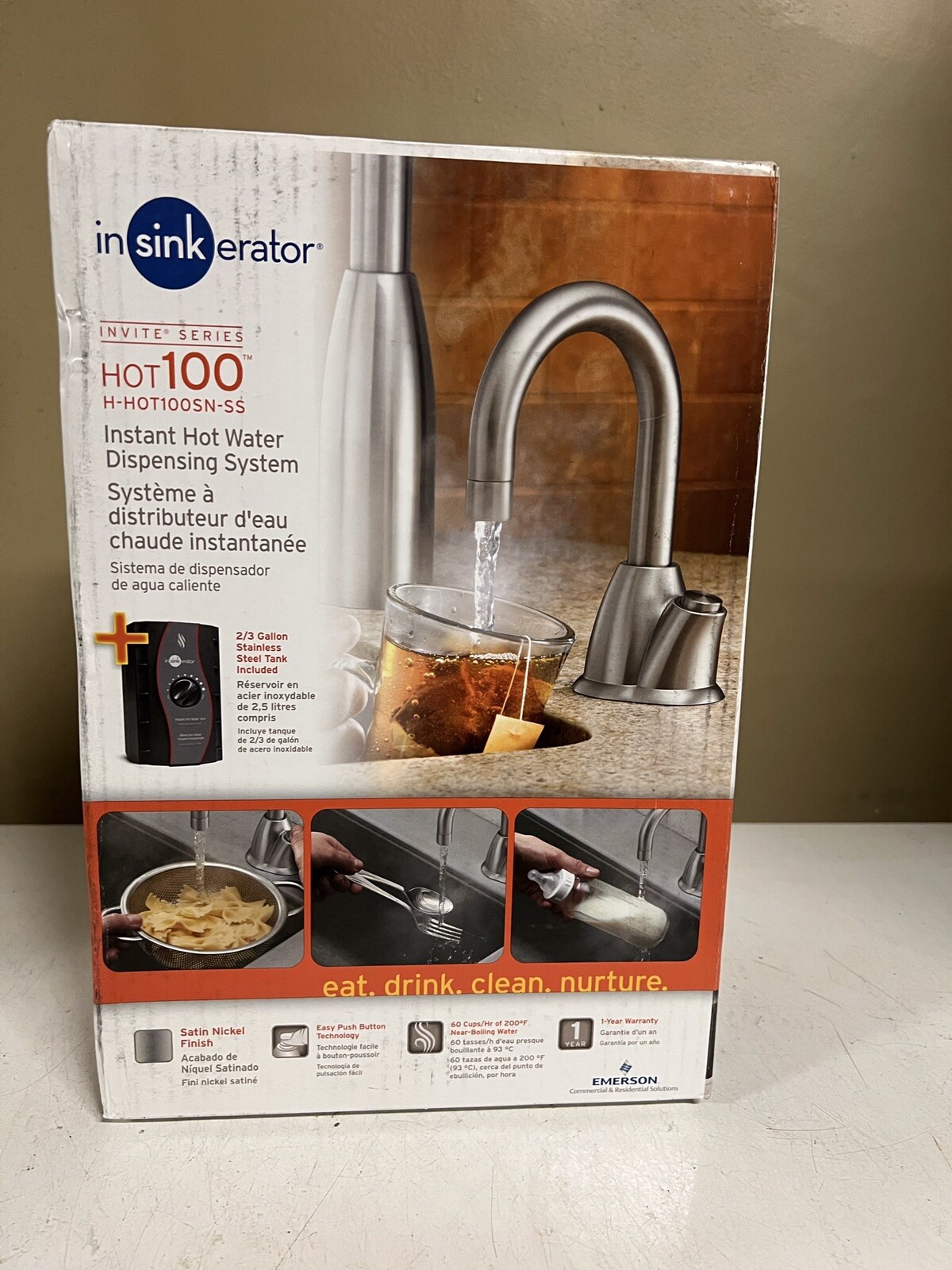 BRAND NEW InSinkErator H-HOT100C-SS Push Button Instant Hot Water Dispenser  | eBay