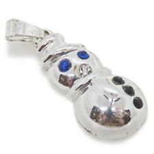 Lovely Silver Tone Metal Rhinestone Christmas Snowman Pendant