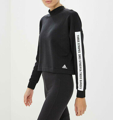 adidas originals cropped sweatshirt with three stripe block logo