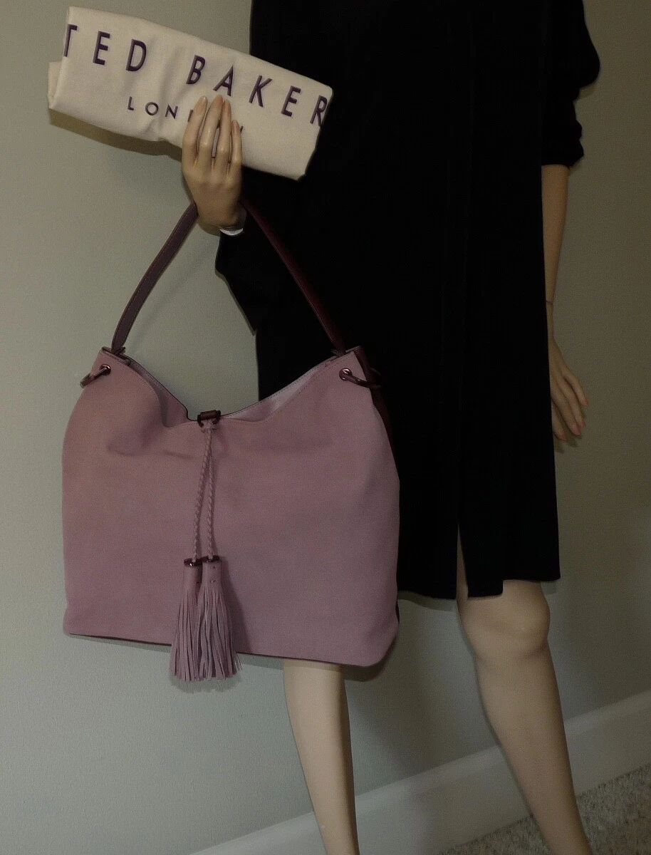 Ted Baker Demmi Double Tassel Leather Large Hobo Bag Handbag Dark Tan