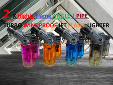 1XFLAMEJACK PIPE ANGLED LIGHTER JET FLAME WINDPROOF SAFTY Cap Refillable LIGTHER