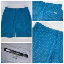 Greg Norman ML75 MicroLux Golf Shorts Sz. 34 Men Blue Check Poly Stretch P4-187
