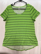 LulaRoe Perfect Tee-Green and Blue Stripe /M SIMPLY COMFORTABLE- RN#142161