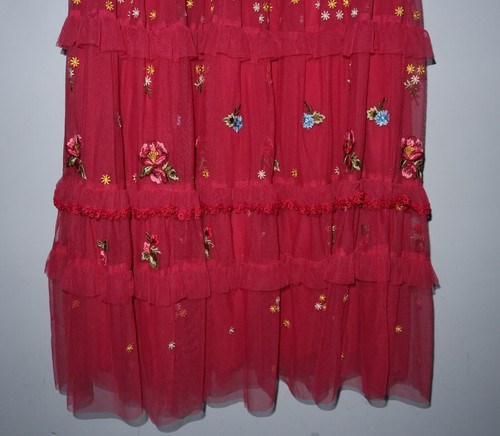 NEEDLE & THREAD Womens Long Sleeve Flowers Pink Dress Size UK14 EU42 US10 - Picture 4 of 13