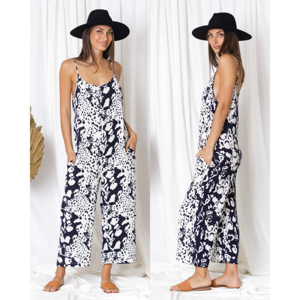Love Lily The Label - Navy Leopard Pippa Jumpsuit with Pockets image 2