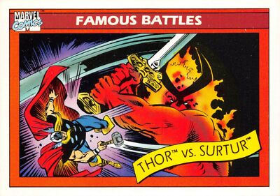 THOR VS. SURTUR / 1990 Marvel Universe Series 1 (Impel) BASE Trading Card #91