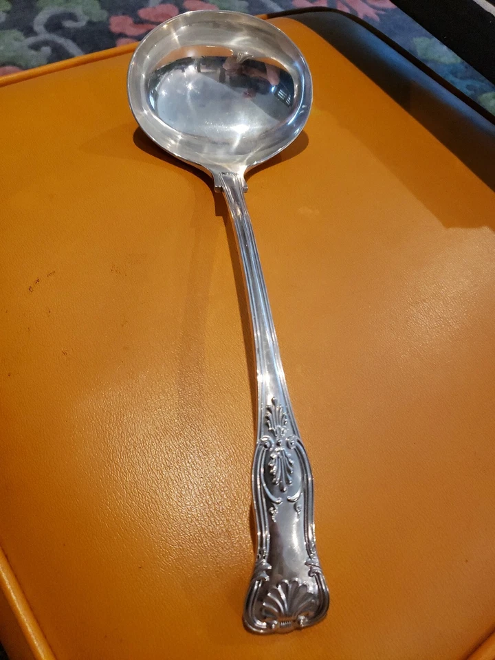 Антикварный ковш из чистого серебра с узором Kings 12 дюймов Sheffield Joseph Rodgers - Изображение 2 из 4