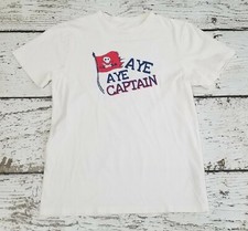 MINI BODEN 11 12 Boys White Aye Aye Captain Flag Skull Short Sleeve Tee DC-TT20