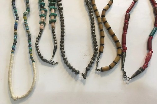 Antique Native American Trade Bead Necklace Northwest Russian Glass Rare Chevron - Picture 7 of 12