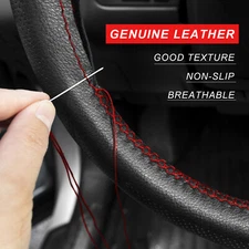 38cm /15'' Genuine Leather Red Version Car Steering Wheel Cover DIY Hand Sewing