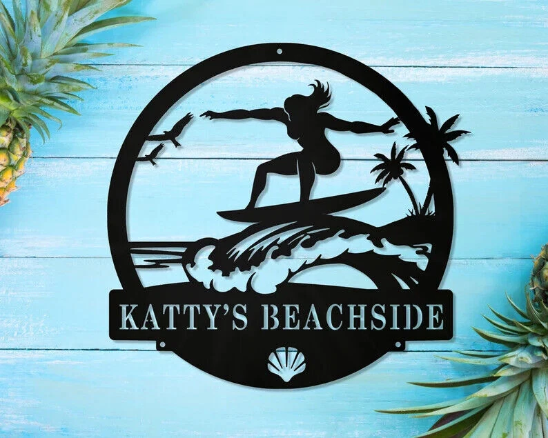Personalized Beach Girl Surf Pool Side Metal sign, Home Pool decor Outdoor Decor - image 4 of 4