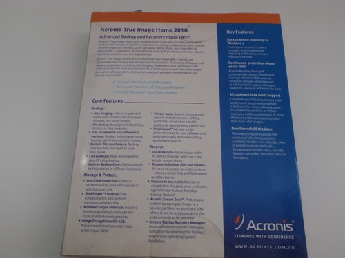 Software de recuperación de copia de seguridad de PC COMPUTADORA ACRONIS IMAGEN VERDADERA HOGAR 2010 DVD - Imagen 8 de 11