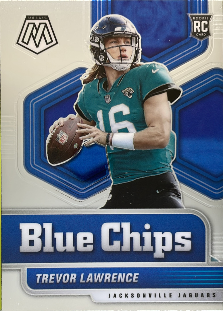 2021 Panini Mosaic Trevor Lawrence Blue Chips #1 RC Jacksonville Jaguars