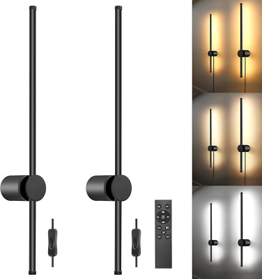 LED Wall Sconces Set of 2 with Remote, Dimmable & Color Changing, 180° Rotate