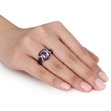 Transparent Cushion Amethyst With Purple  White Tanzanite Beautiful Women Ring