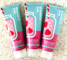 3pc Bath Body Works STRAWBERRY SODA Body Creams 8oz LOT of 3