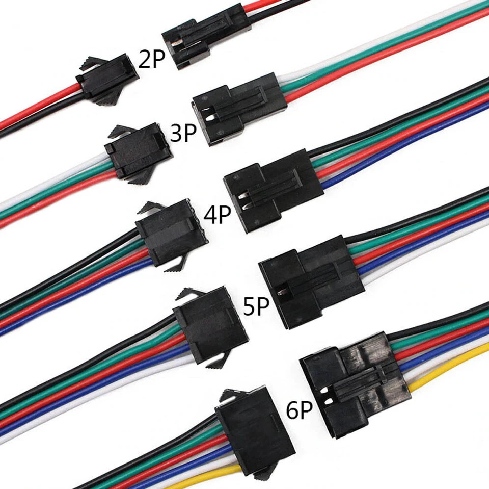 ✅ JST SM Stecker Buchse mi Kabel 15cm LED Streifen 2 3 4 5 6 Pin Connector Draht