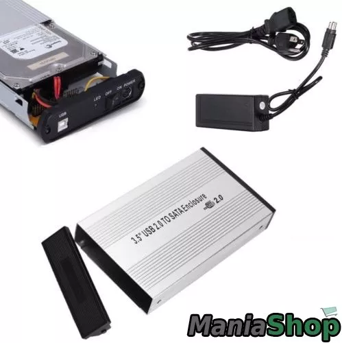 CASE BOX HDD ESTERNO PER HARD DISK 3.5 SATA USB 2.0 ALLUMINIO ALIMENTATORE - Imagen 1 de 3