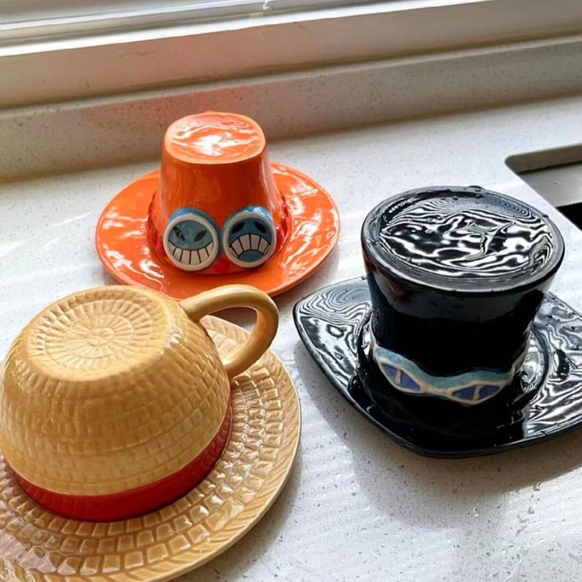 ONE PIECE ストローハット海賊団 マグカップセット One Piece Straw Hat Crew Ceramic Mug Set Luffy, Ace, and Sabo