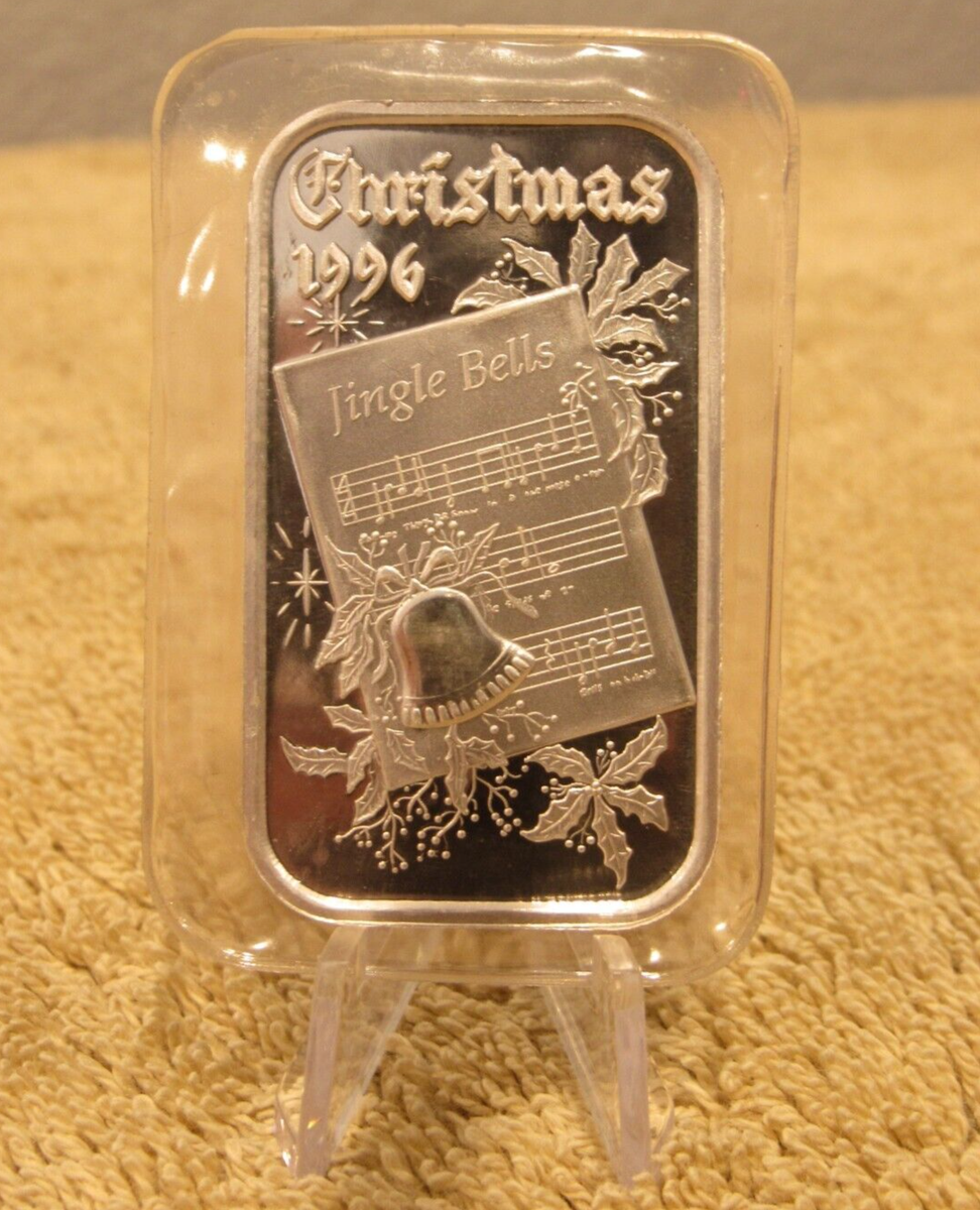 1996 Christmas Jingle Bells 1 Troy Oz. .999 Silver Bar Vintage | eBay