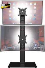 Dual Monitor Stand Vertical Stack Screen Free-Standing Monitor Riser Fits Two...