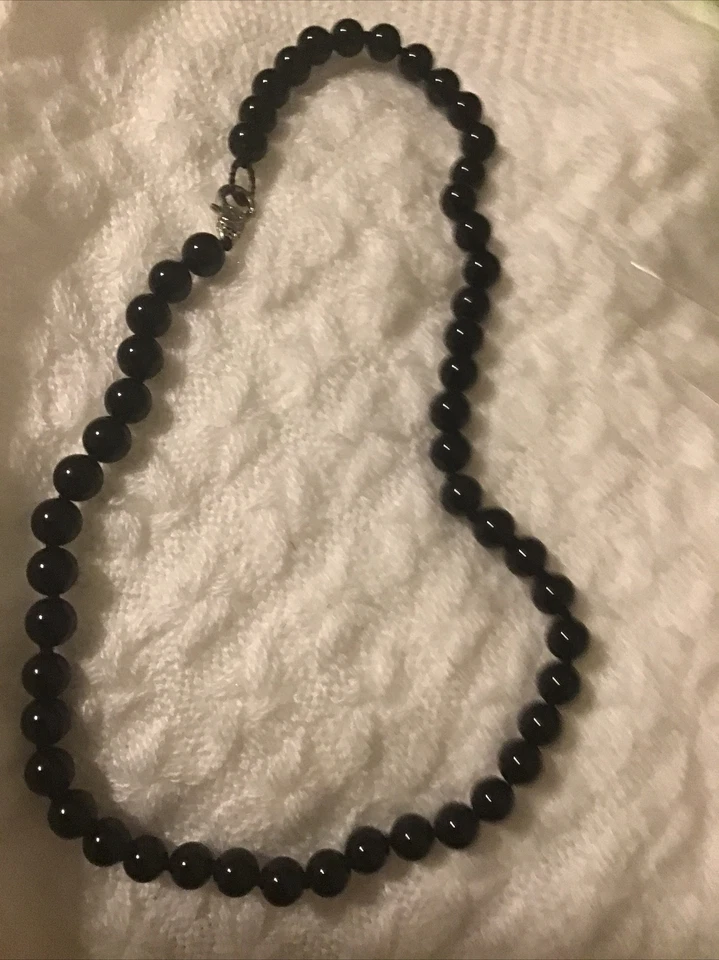 Juego de pendientes pulsera collar bola ágata negra de 8 mm Foto 4 de 4