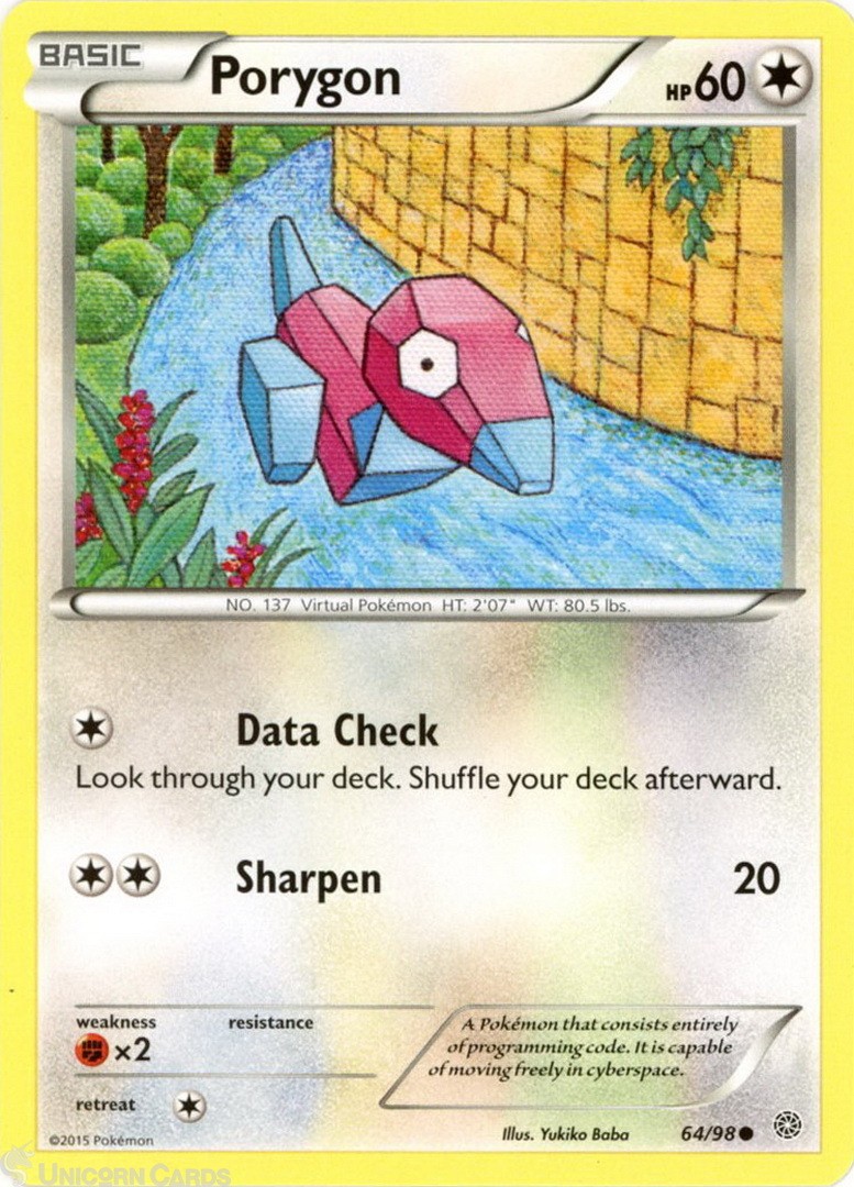 Porygon 64/98 : Common Mint/Near Mint Pokemon Card : XY07: Ancient Origins