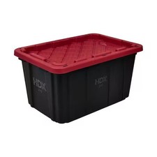 HDX 27 Gal. Tough Storage Tote in Black and Red, 1 count