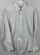Brooks Brothers Regent Dress Shirt Button Down L/S White Striped Men 16.5 35 NEW