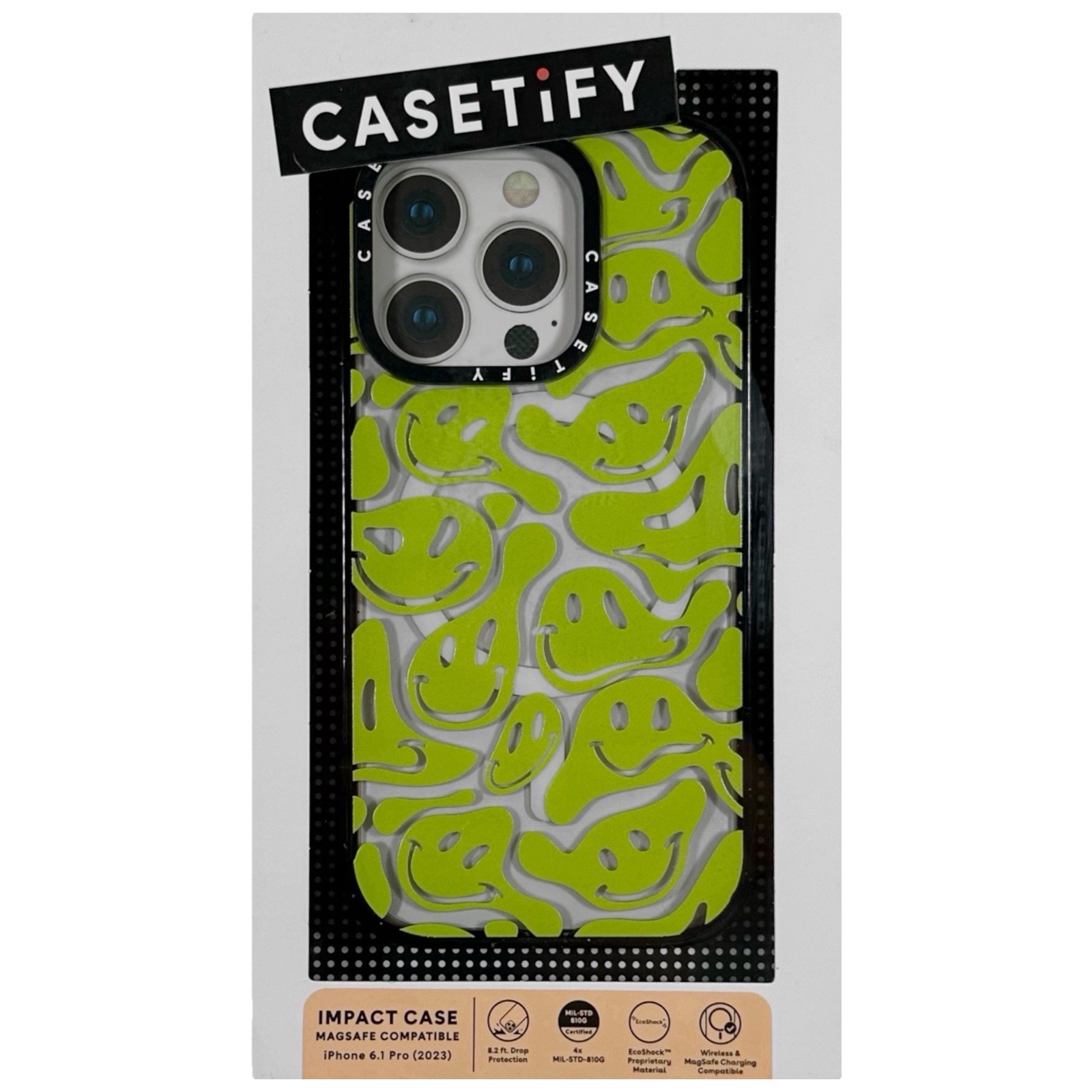CASETiFY MagSafe Impact Case for iPhone 15 Pro 6.1 inch in Acid Smiles Neon Green-image