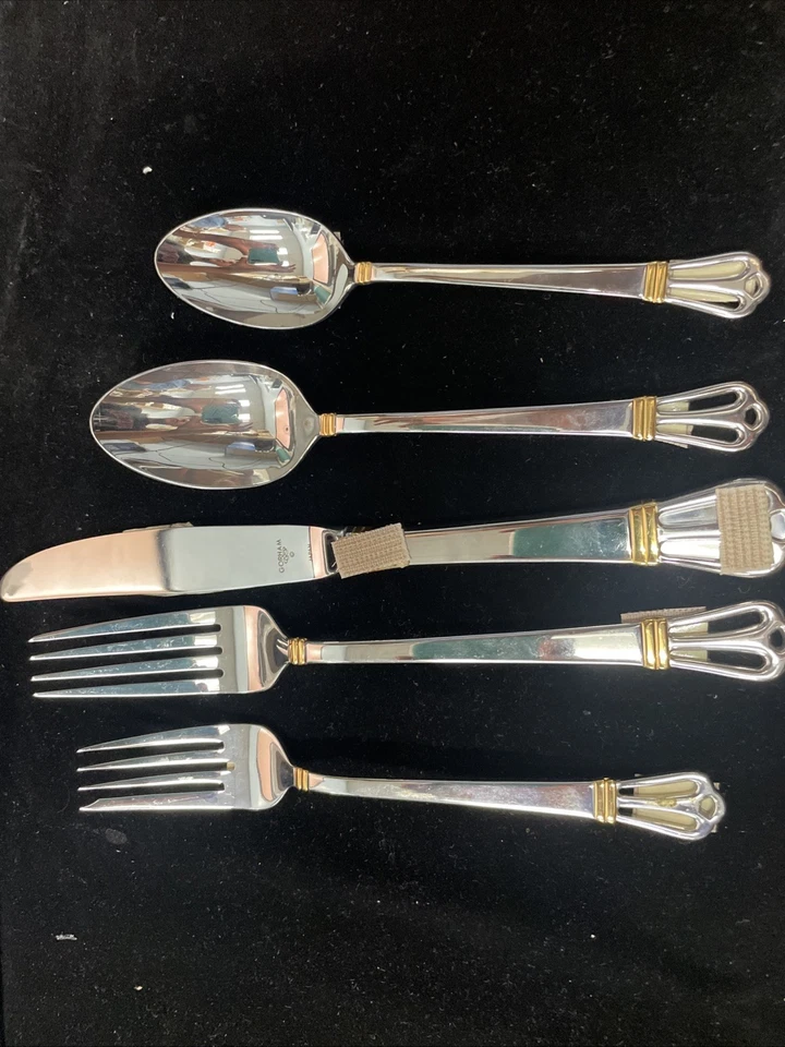Gorham Chancellor Gold Modern Hollow 5pc place setting BRAND NEW - Image 4 of 4