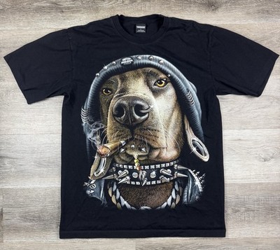 Pit Bull Rocker Grunge Biker Short Sleeve T Shirt Men s Large Blue Nose
