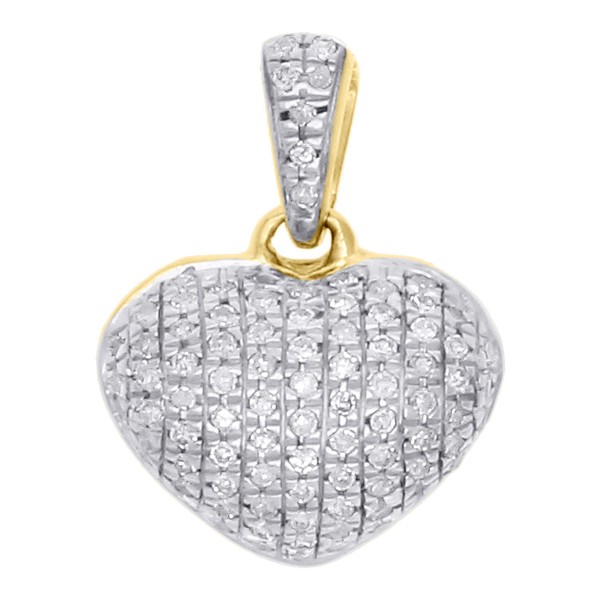 "10K Gelbgold Diamant Herz AnhäNger Tropfenform 0.60\" Fancy Charm 0.16 Ct"-image