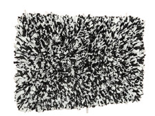 Rag Rug 90 x 60cm Black White Handmade Recycled Cotton Mat Boho Floor Decor