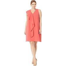 Adrianna Papell Dress Women 0 Pink Sleeveless Ruffle Front Party Cocktail Mini