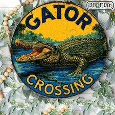 Aluminum Wall Plaque Unbranded 8 Inch Round Alligator Crossing Sign