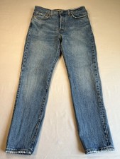 Levi's Women's High Rise Wedgie Straight Jeans Blue Denim Button Closure Sz 29