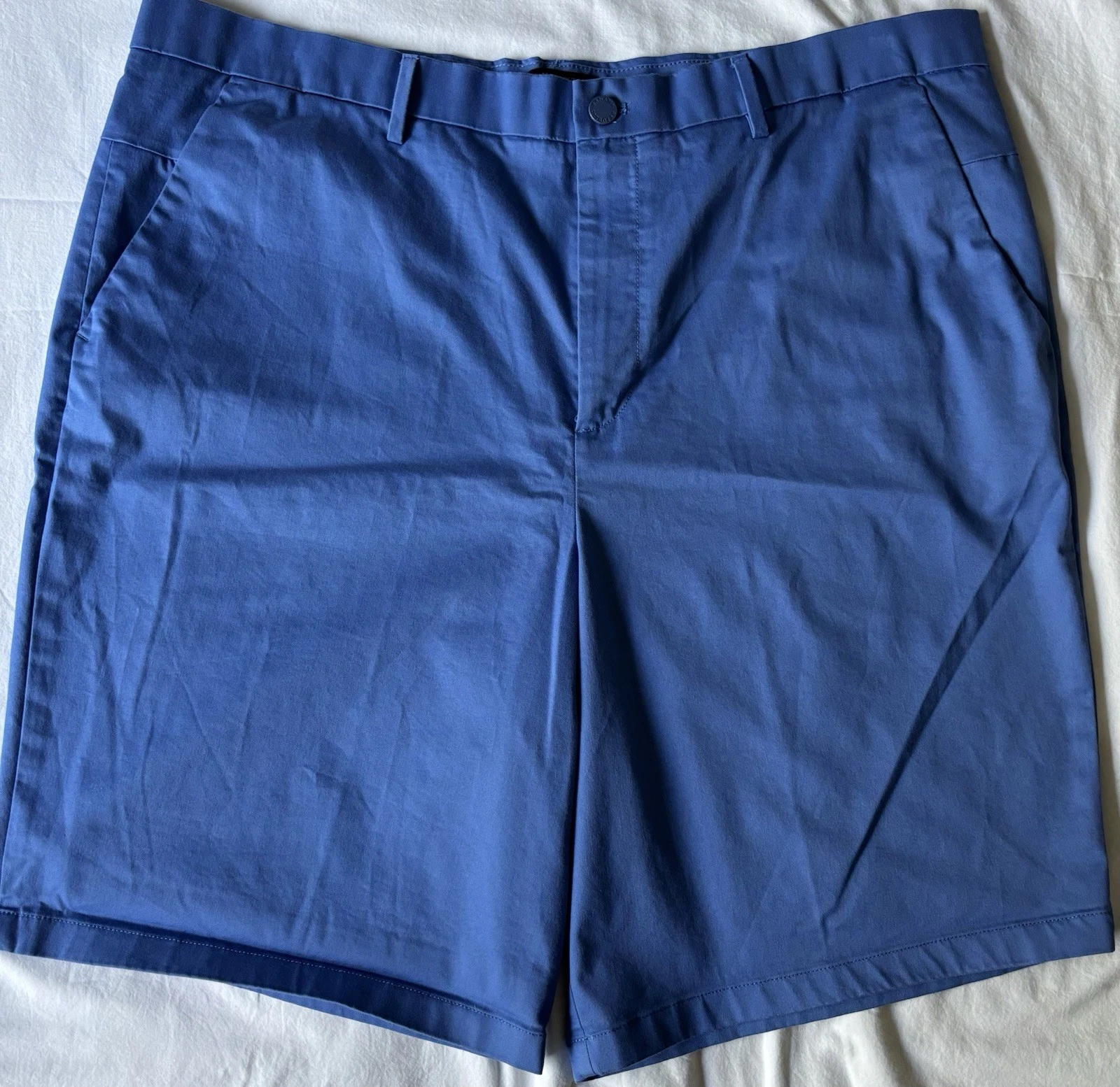 Banana Republic Mens Flat Front Shorts Sz 42 Blue Khaki Chino Zipper Pocket NEW