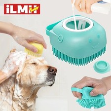 Dog Bathing Brush Pet Massage Brush Shampoo Dispenser Soft Silicone Brush Rubber