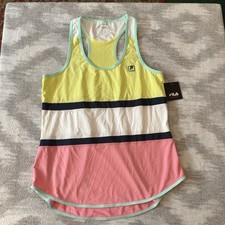 NWT Fila Sport Lace Racer Back Running Fitness Top Pink Yellow Women  s Sz Med
