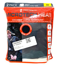 Free Country Mens M Base Layer Microtech Heat Anti-Odor Breathable Tops 2 Pack